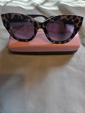 Kate Spade Leopard Cat-Eye Sunglasses - Black Lenses